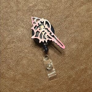 Pink and Black Shell Badge Reel
